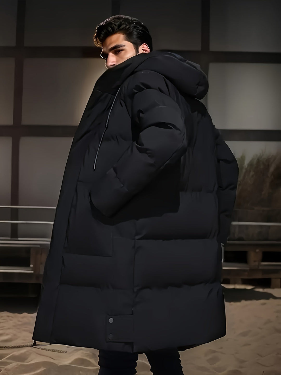 Drune | Winterjacke mit Kapuze - Warme, gefütterte Steppjacke mit Reißverschluss und Taschen
