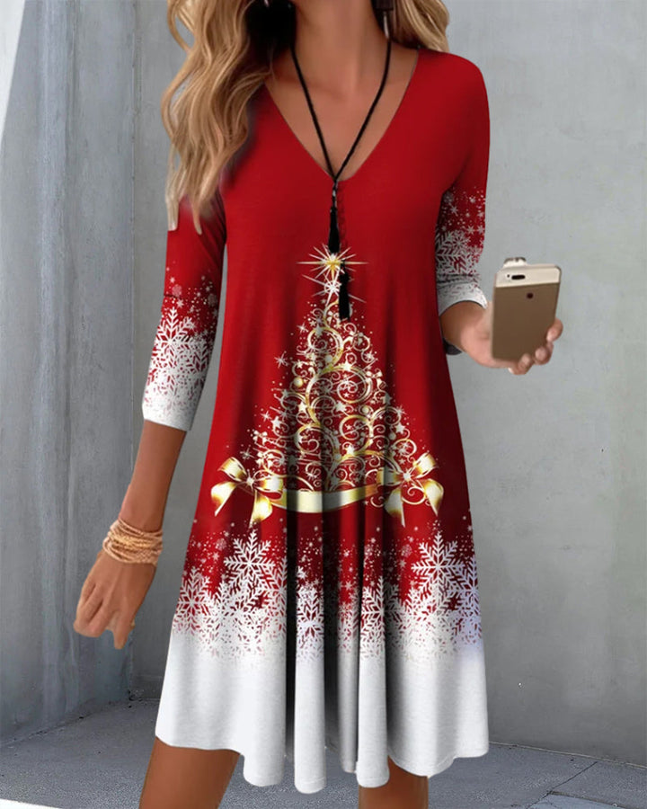 Drune | Stylischer Charme V-Ausschnitt Winterkleid