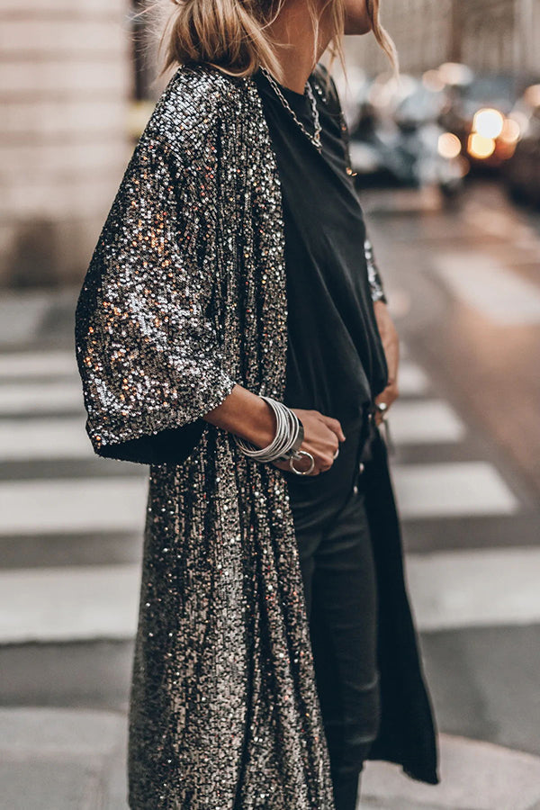 Drune | Disco Glamour Pailletten Glockenärmel Kimono
