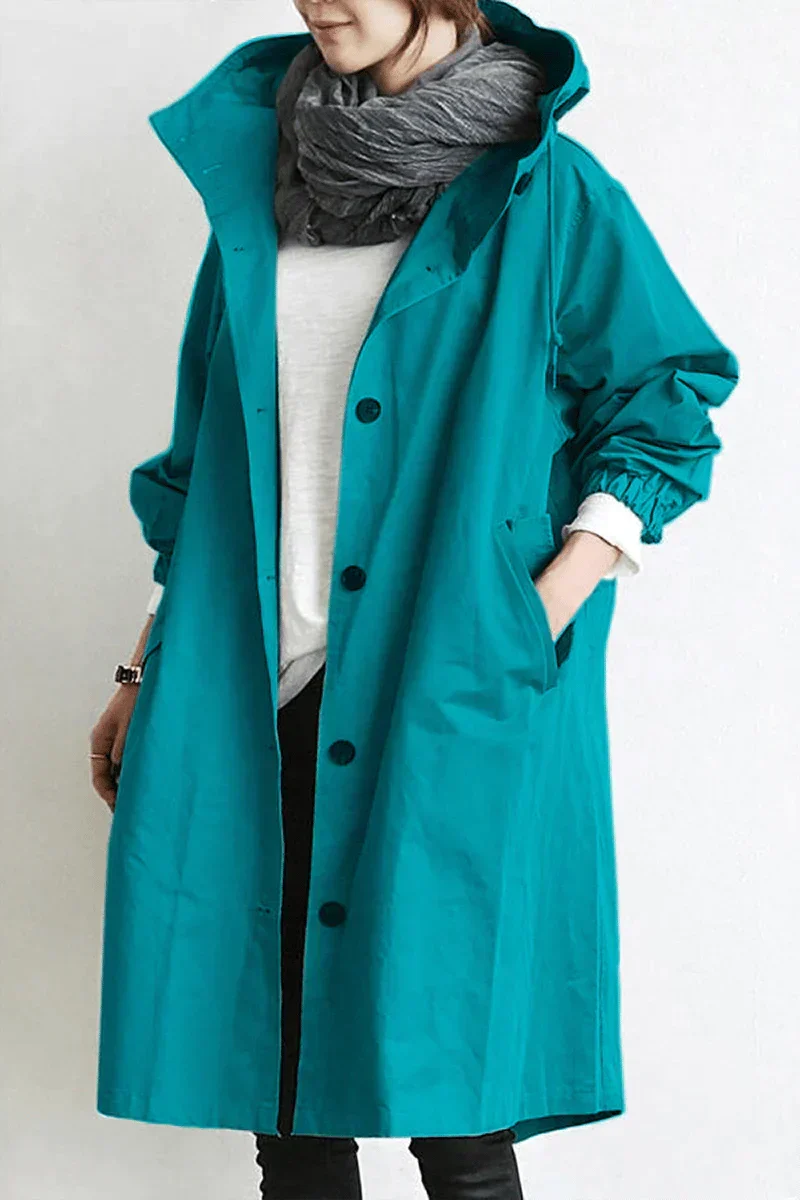 Drune Damen Windbreaker Mantel mit Kapuze