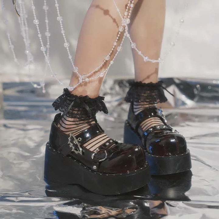 Drune | Goth Fledermaus Liebe Herz Schnalle Plattform Lolita Mary Janes Schuhe