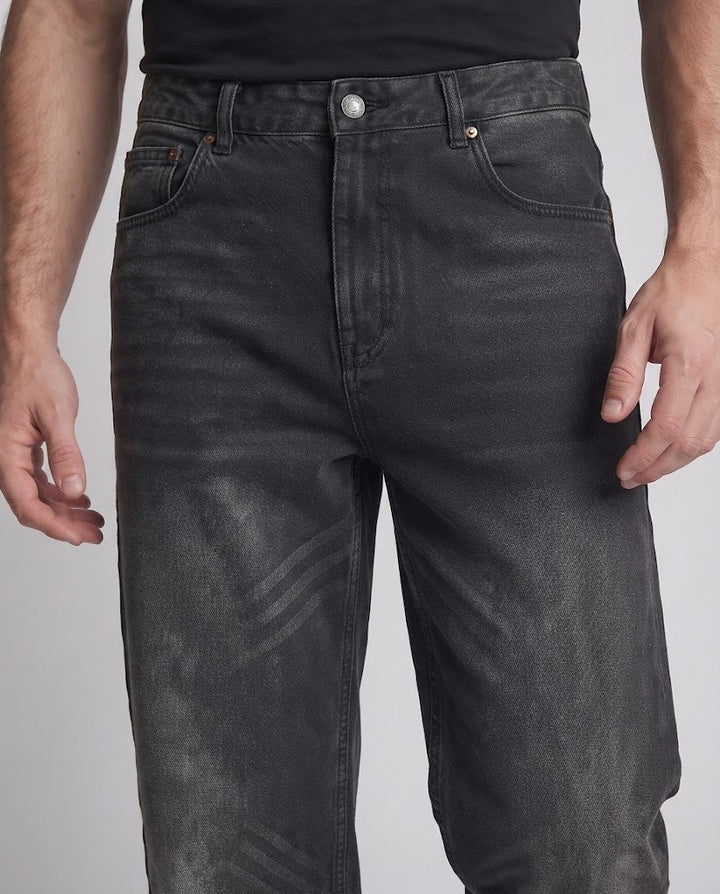 Herren Baggy Denim-Jeans mit Used-Waschung und tiefem Schritt Drune