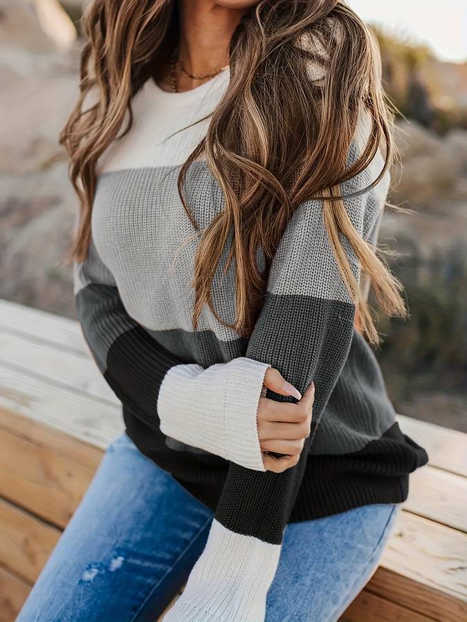 Drune | Stilvoll Gestreifter Strickpullover für Frauen