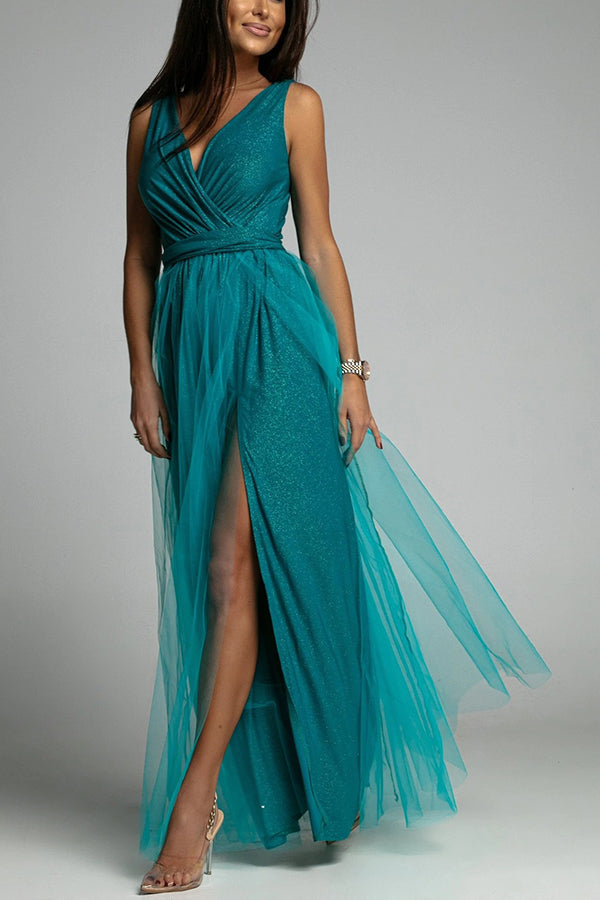 Drune | It'S My Day Light Tulle Schlitz Maxi Kleid