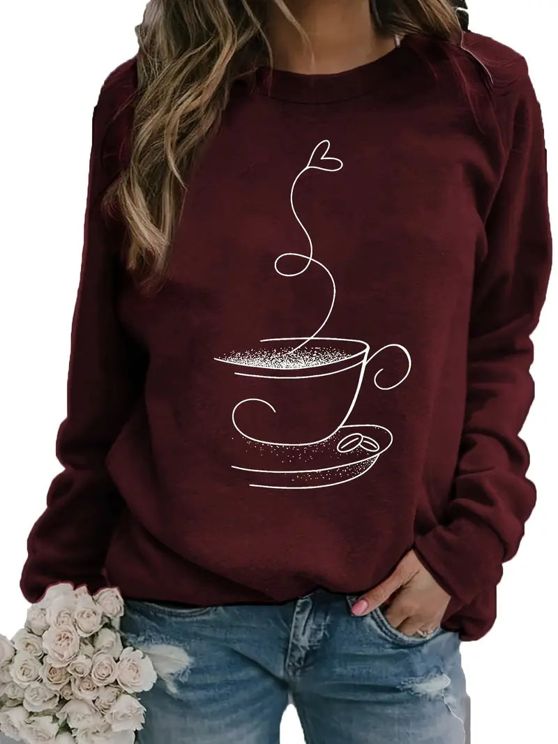 Drune | Gemütliches Kaffee Grafisch Sweatshirt