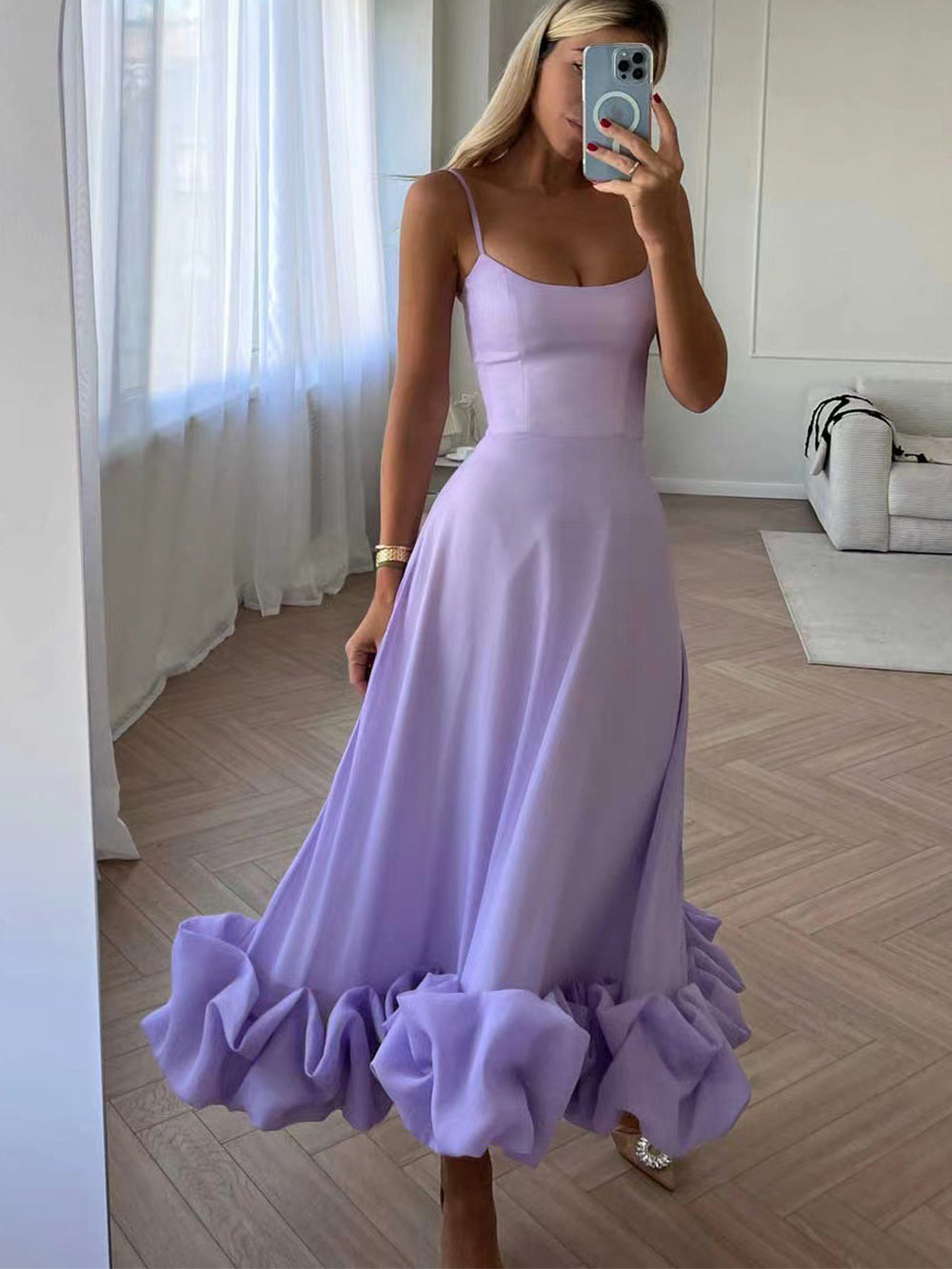 Drune | Elegantes Maxikleid mit Gerafftem Saum für Damen
