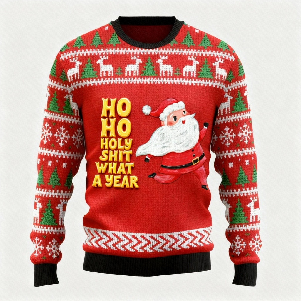 Drune | Lustiger "HO HO HO" Muster Print Pullover - Hässlicher & Gemütlicher Unisex Pullover