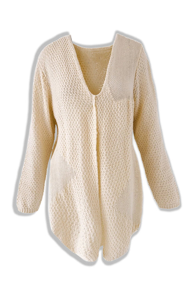 Drune | Strick-Mid-Length-Strickjacke mit langen Ärmeln