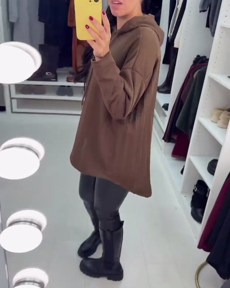 Drune | Weite Uni Langarm Kapuzenpullover
