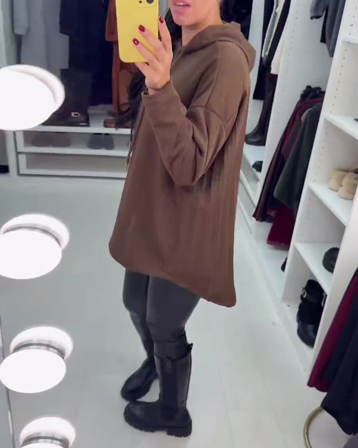 Drune | Weite Uni Langarm Kapuzenpullover