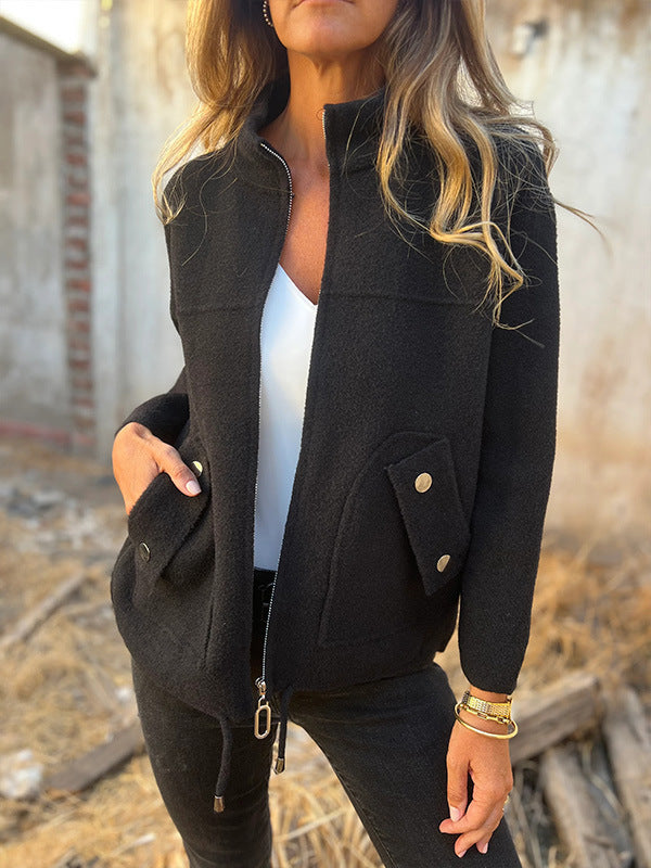 Drune | Fleecejacke mit strukturiertem Stehkragen