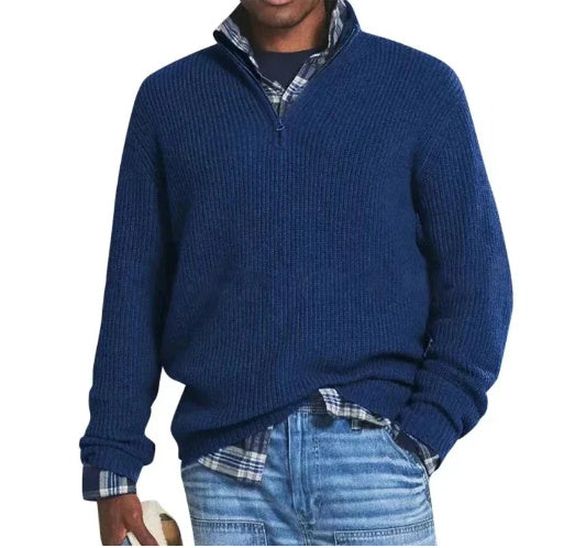 Drune | Herren Pullover Mit Halbem Reißverschluss