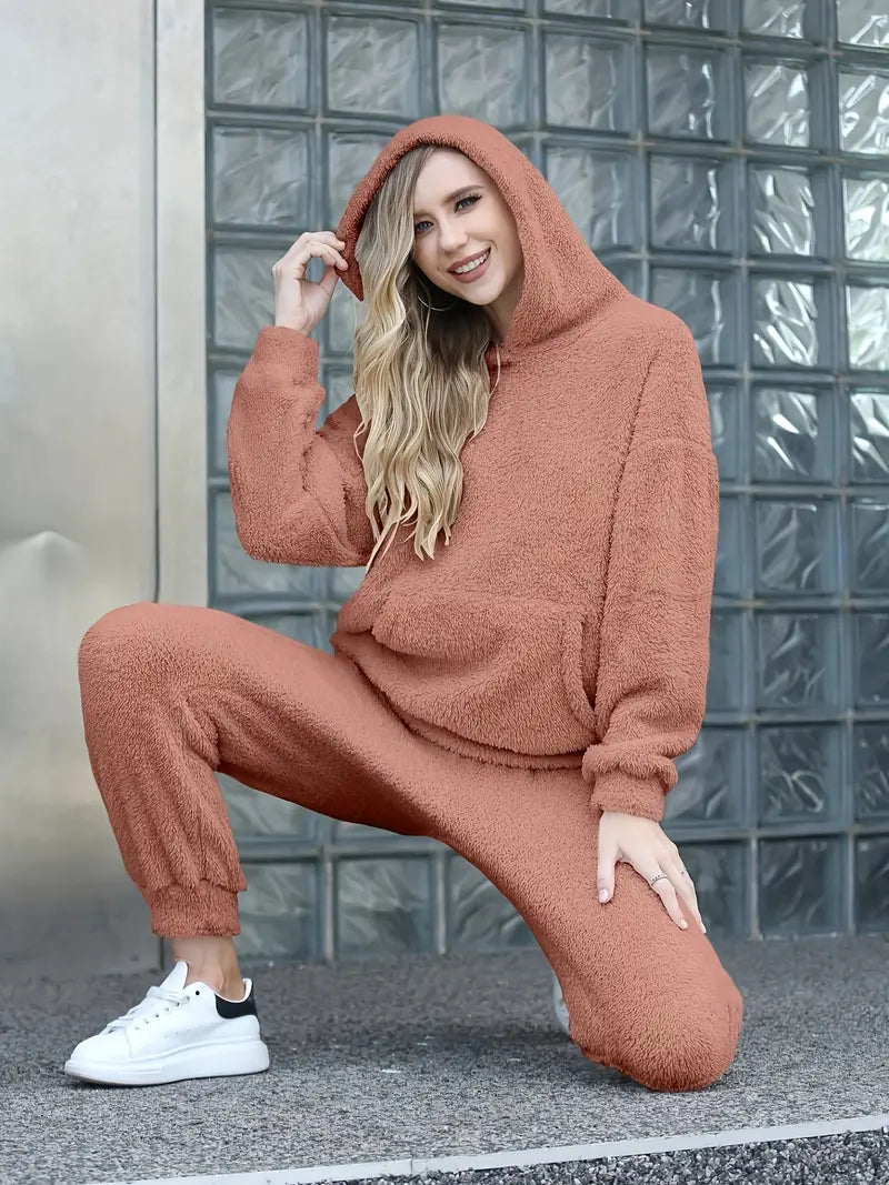 Drune | Damen Fleece Teddy Zweiteiliges Set
