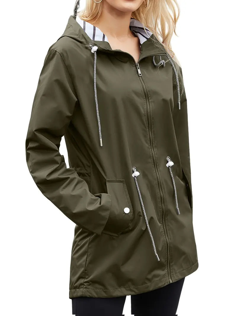 Drune | Lässiger Wasserdichter Hoodie mit Langen Ärmeln, Knie-Lang für Frauen Perfekt für Herbst und Winter