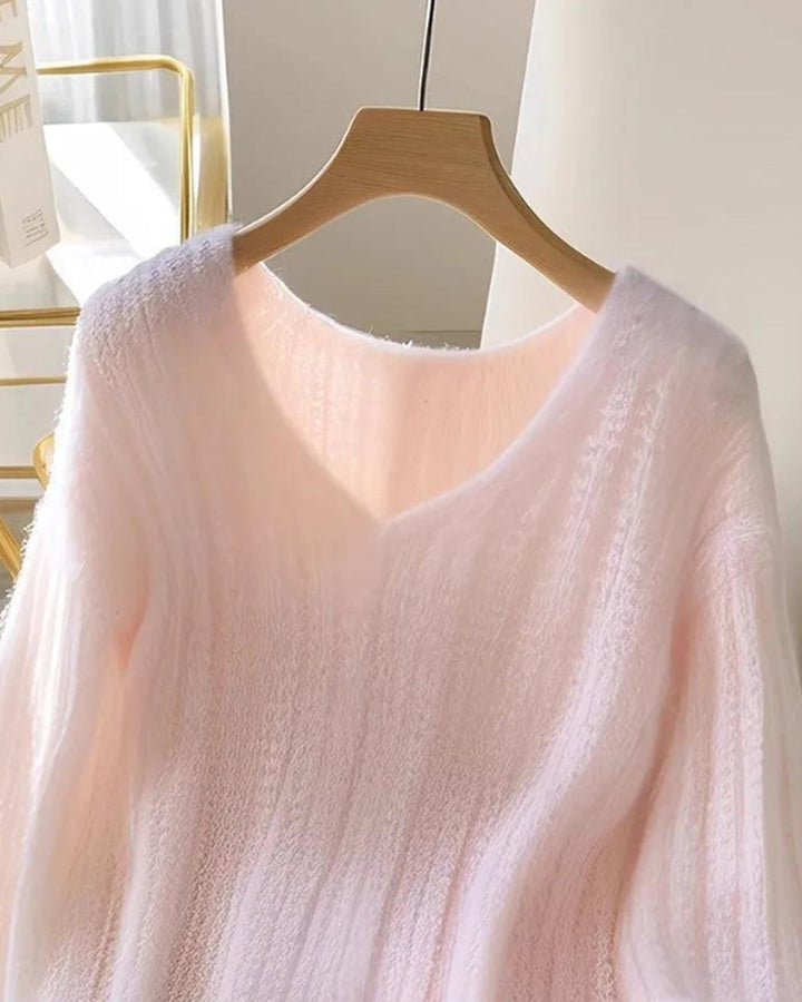 Drune | Uni Pullover mit V-Ausschnitt