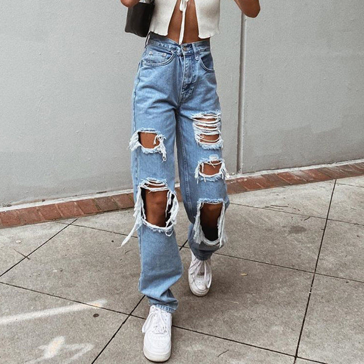 Drune | Damenjeans mit Rissen und Washed-Effekt