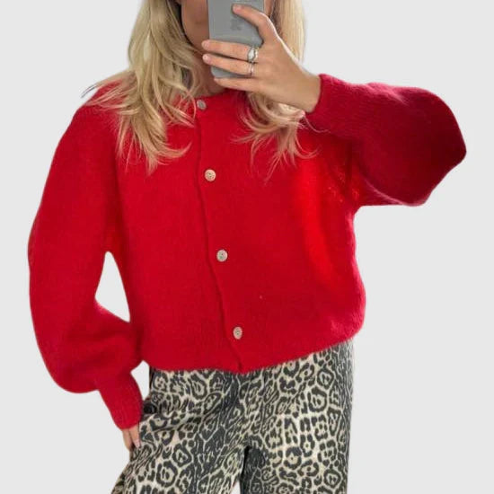 Drune | Damen Cardigan mit Rundhalsausschnitt und Knopfverschluss