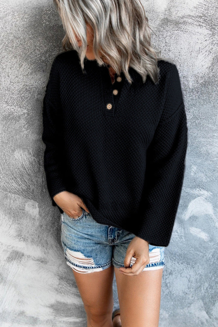 Drune Solid Color Übergrößen V-Ausschnitt Pullover