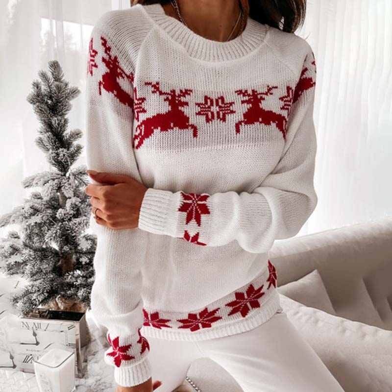 Drune | Weihnachtlicher Strickpullover Mit Klassischem Print
