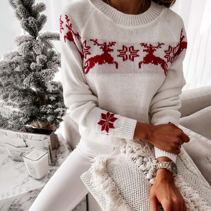 Drune | Weihnachtlicher Strickpullover Mit Klassischem Print