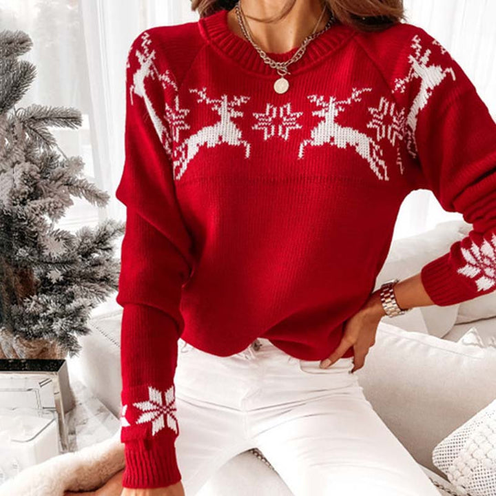 Drune | Weihnachtlicher Strickpullover Mit Klassischem Print