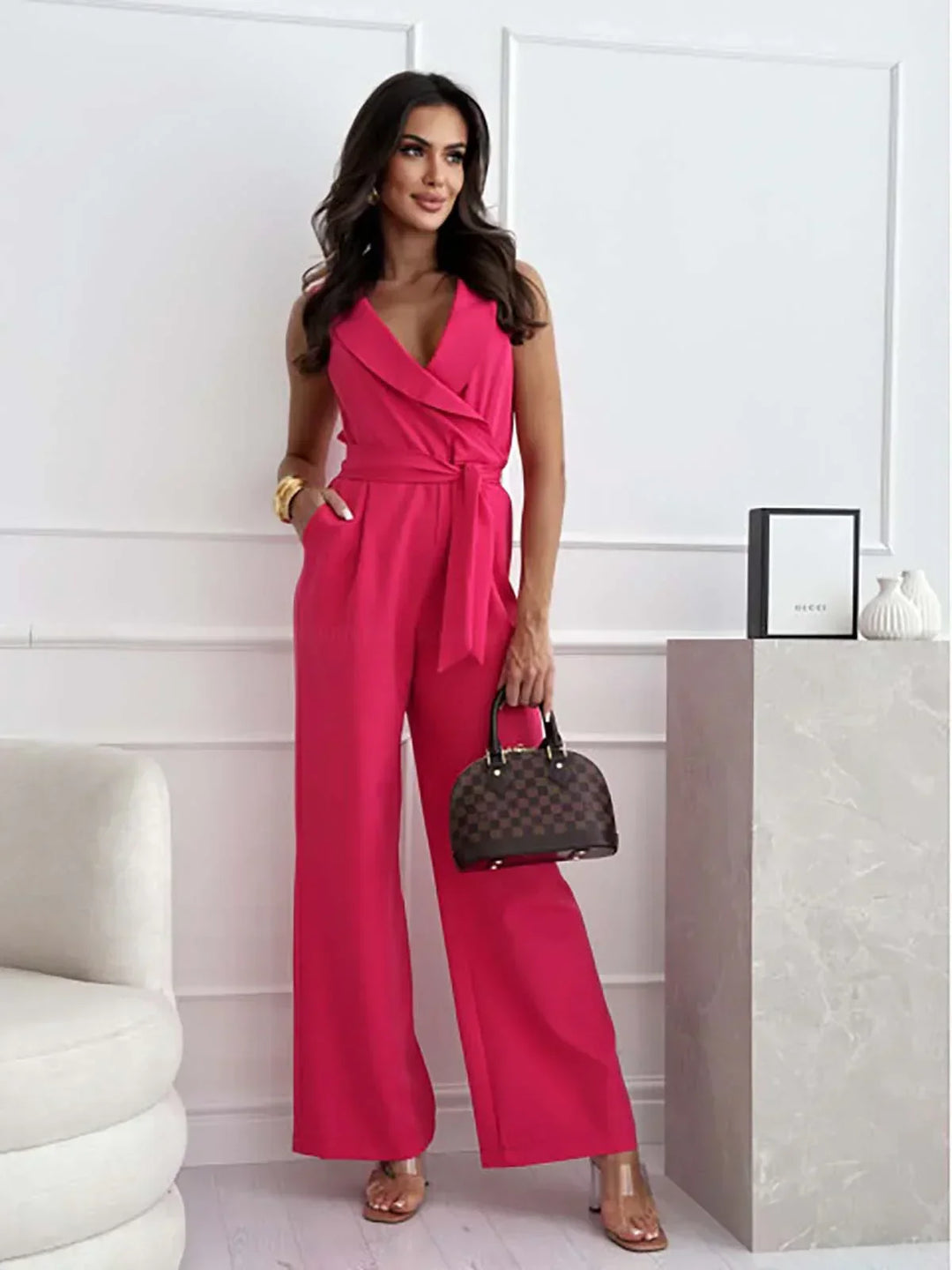 Drune | Jumpsuit Mit V-Ausschnitt Und Gürtel