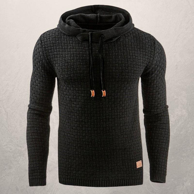 Drune | Kapuzenpullover Slim Passform Weiches Strickmaterial Karomuster Lange Ärmel