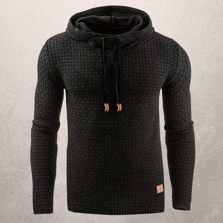 Drune | Kapuzenpullover Slim Passform Weiches Strickmaterial Karomuster Lange Ärmel