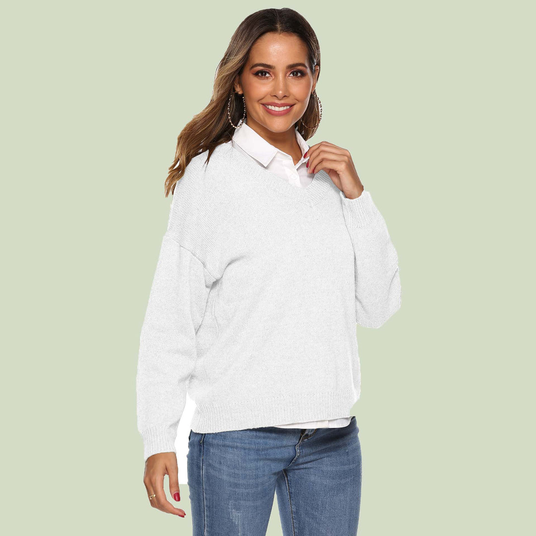 Drune | Strickpullover V-Ausschnitt Relaxed Fit Lange Ärmel Weich Und Bequem