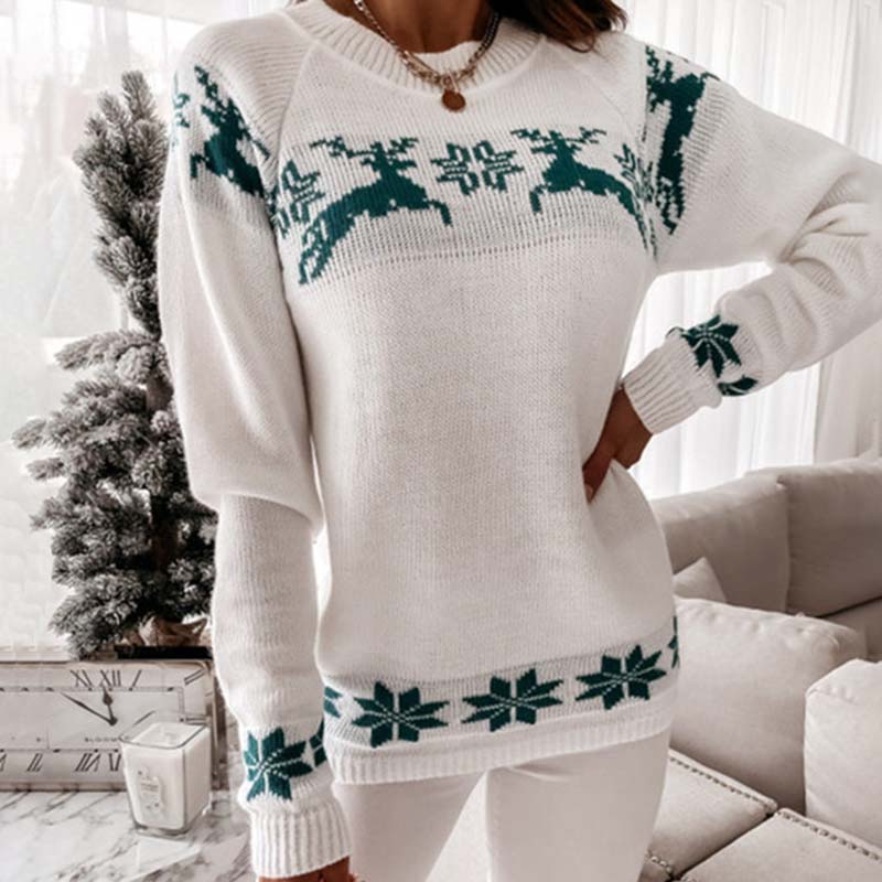 Drune | Weihnachtlicher Strickpullover Mit Klassischem Print