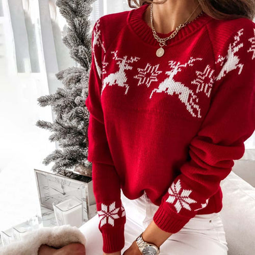 Drune | Weihnachtlicher Strickpullover Mit Klassischem Print