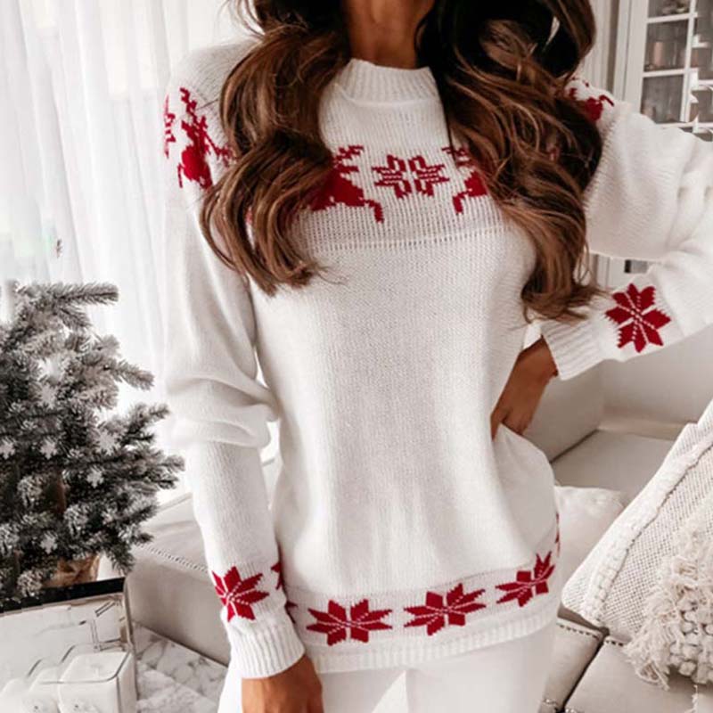 Drune | Weihnachtlicher Strickpullover Mit Klassischem Print