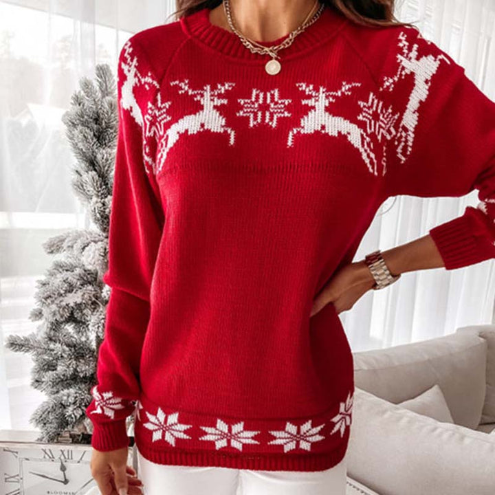 Drune | Weihnachtlicher Strickpullover Mit Klassischem Print