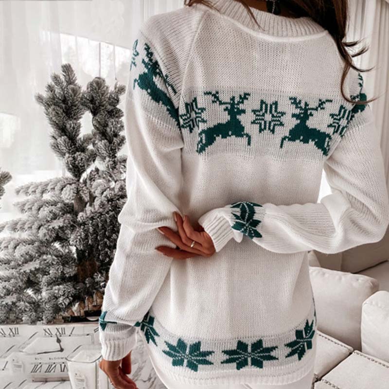 Drune | Weihnachtlicher Strickpullover Mit Klassischem Print