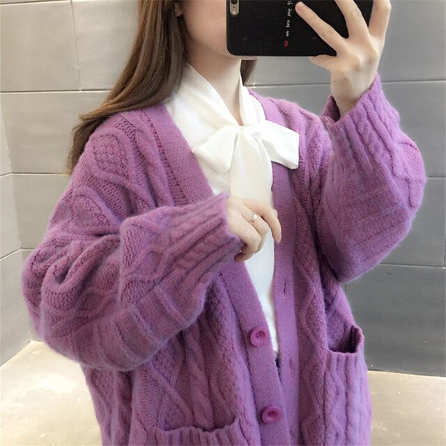 Drune | gestrickte Jacke Lang, dick und warm