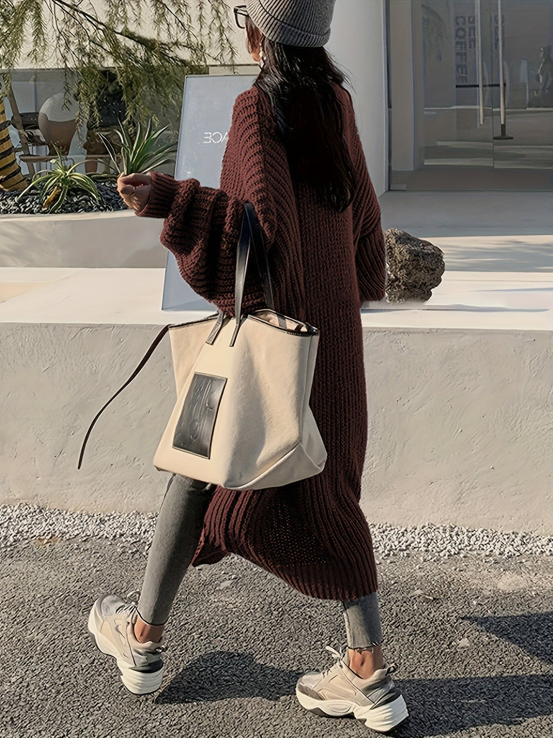Drune | Lange Aufgenähte Taschen Wolle Strickjacke Für Damen - Perfekt für Alltag