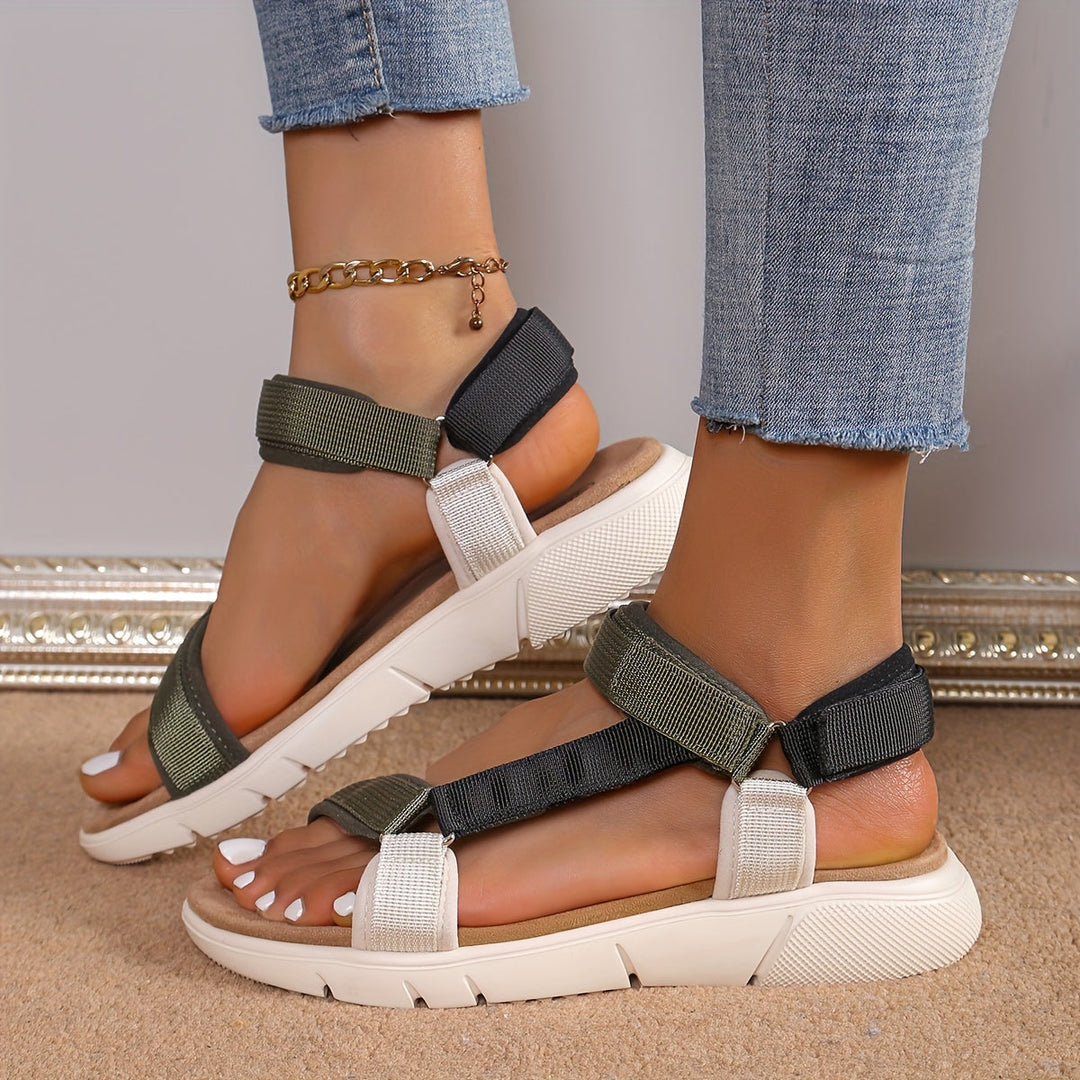 Drune | Damen Sandalen: Farbblock, Rutschfest, Elegant, Leicht, Outdoor, Sommer
