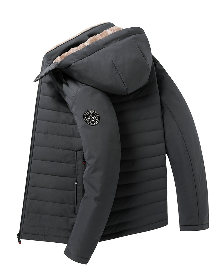 Drune | Stylische Winterjacke für Männer - Warme, wattierte Fleecejacke mit Kapuze