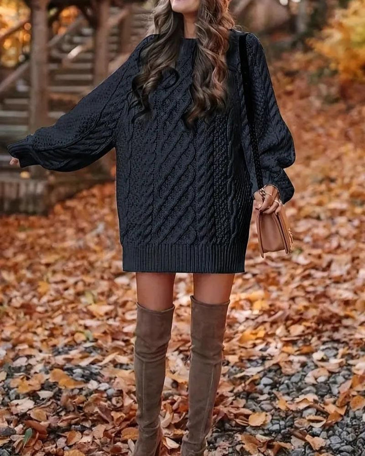 Drune | Kabelstrick Langarmkleid