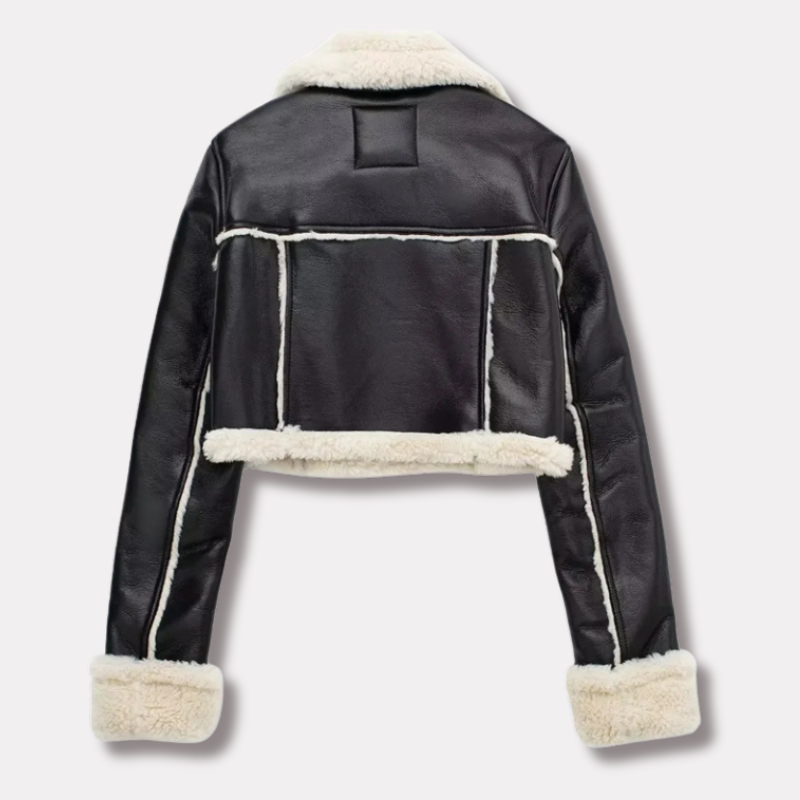 Drune | Kurze Lederjacke mit Teddyfutter