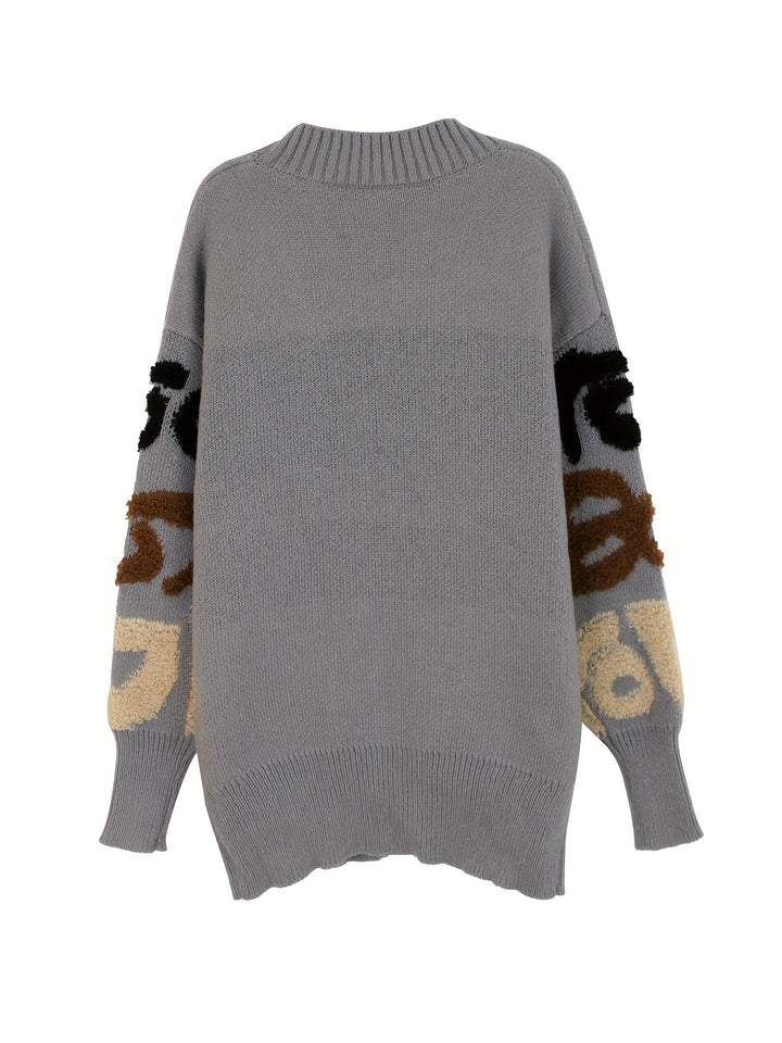Drune | Buchstabenmuster Knopf Unten Strickjacke Für Damen - Perfekt für lässige Tage