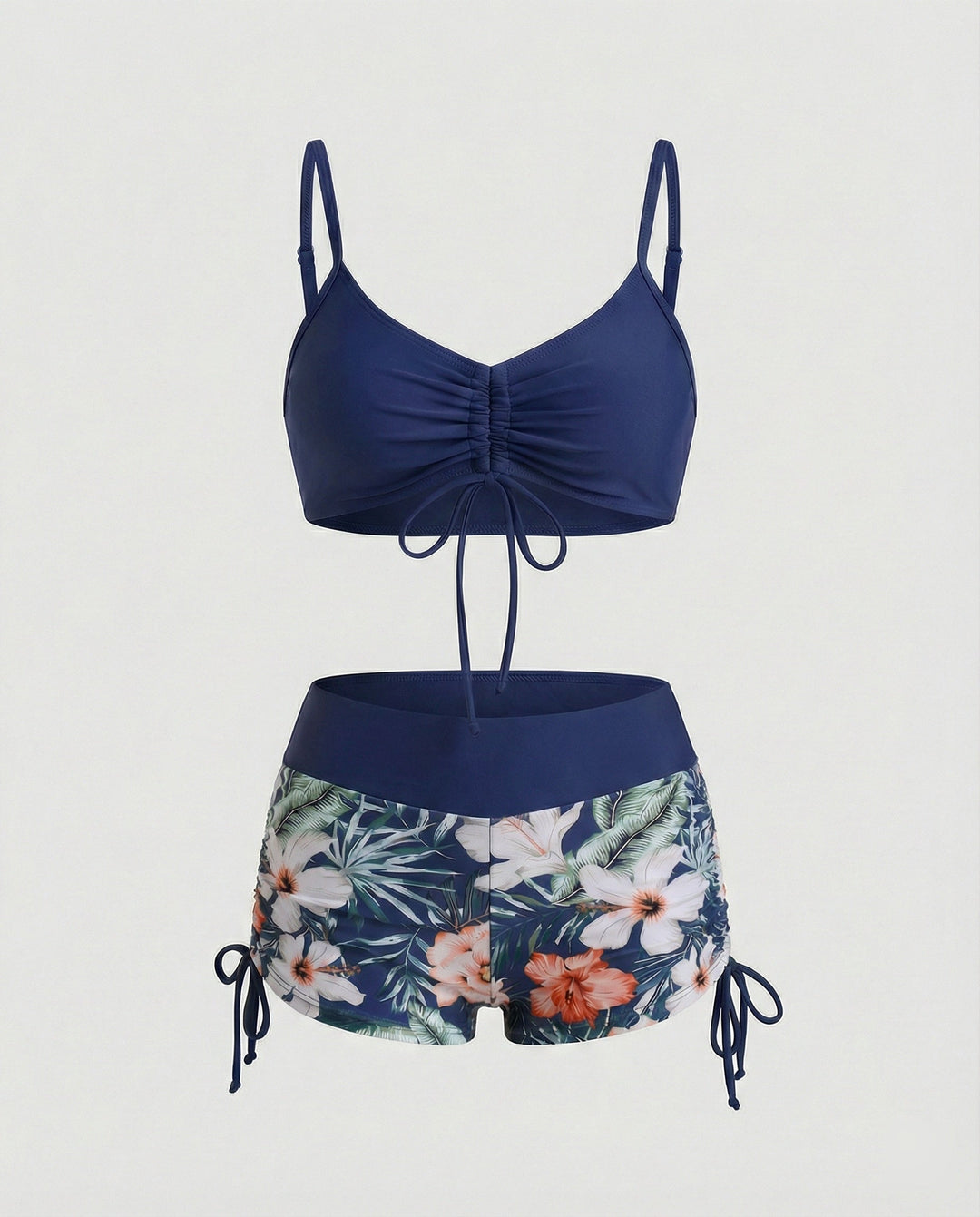 Drune | 2 Teiliges Bikini mit Grünem Blumenmuster und Hoher Taille