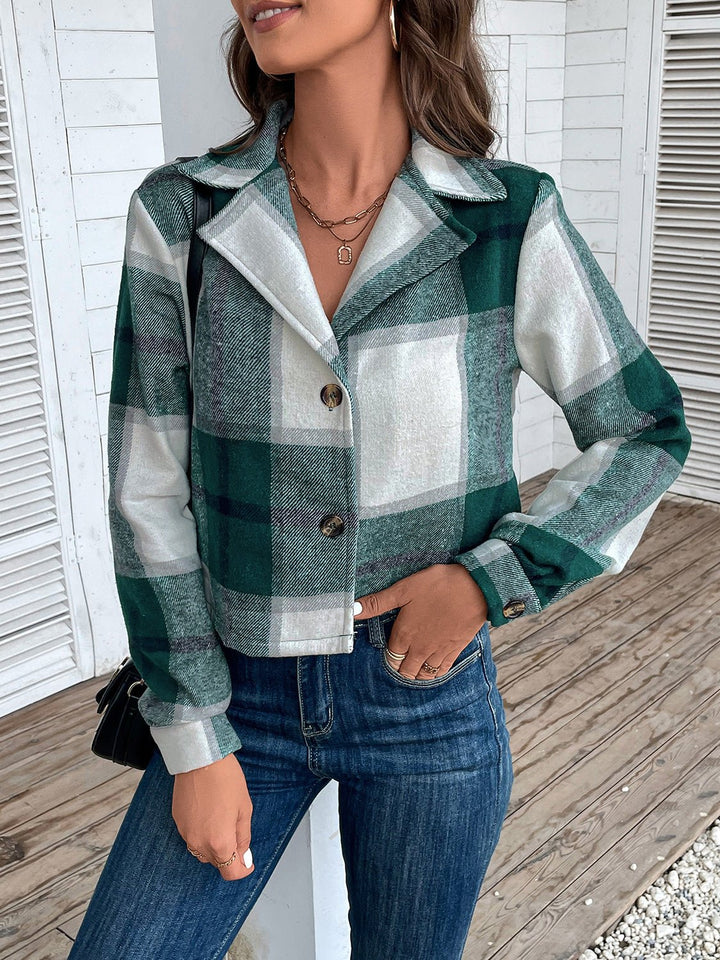Drune | Karierte Knopfleiste Jacke - Klassisches Muster - Leichte Polyester Mischung - Lässiger Schicht-Look