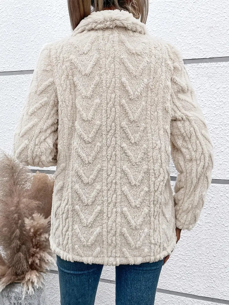 Drune | Fleecejacke Lockere Passform Offene Front Schalkragen Hüftlänge Weiches Fleece