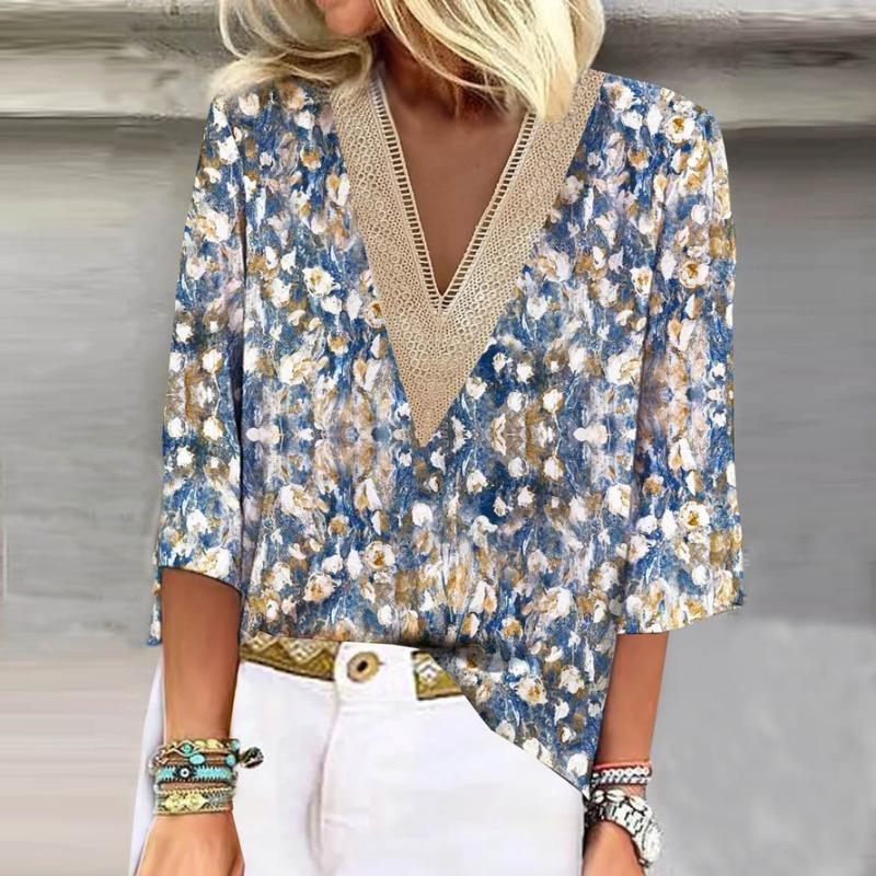 Drune | Elegante Bluse mit V-Ausschnitt und Spitzen-Detail