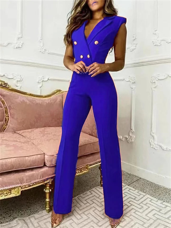 Drune | Jumpsuit mit V-Ausschnitt und Pied-de-Poule-Druck | Trendy und Elegant