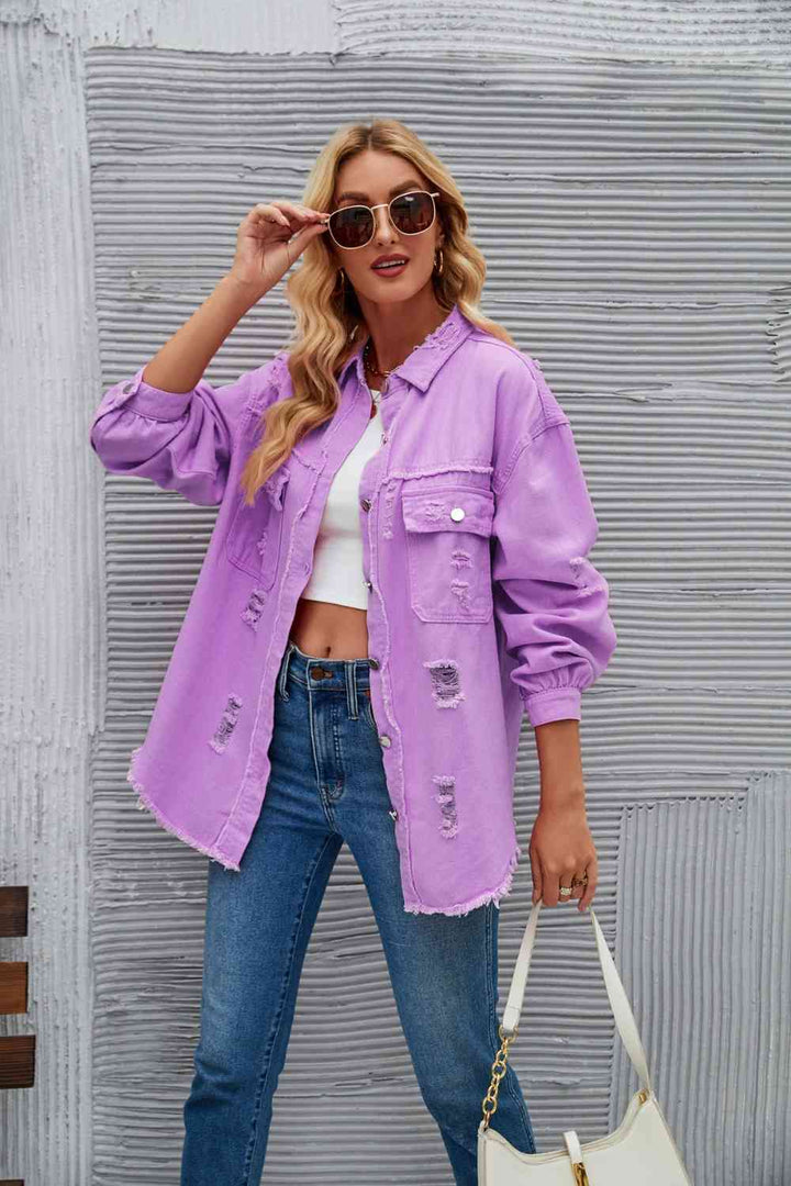 Drune | Zerrissene Rohsaum-Denimjacke