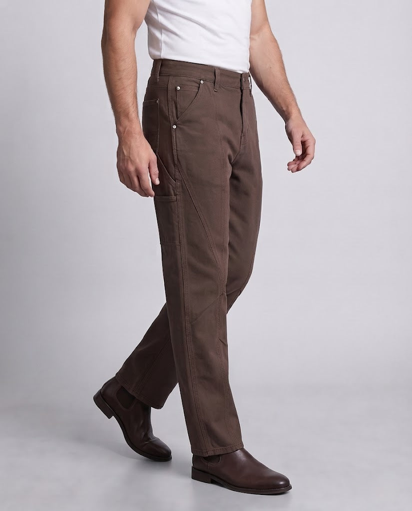 Herren Carpenter-Hose aus robustem Baumwoll-Twill mit weitem Bein Drune