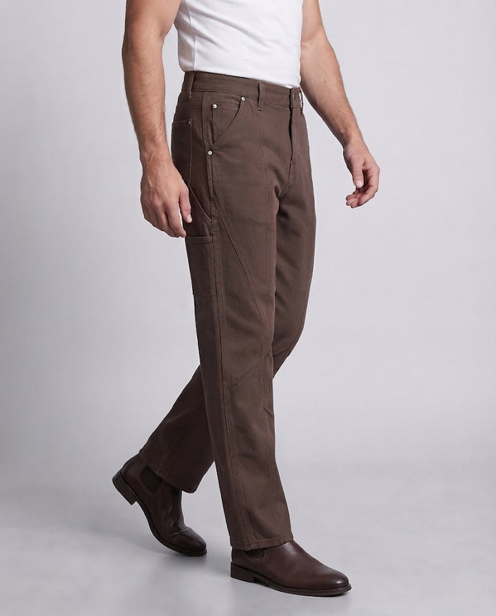 Herren Carpenter-Hose aus robustem Baumwoll-Twill mit weitem Bein Drune