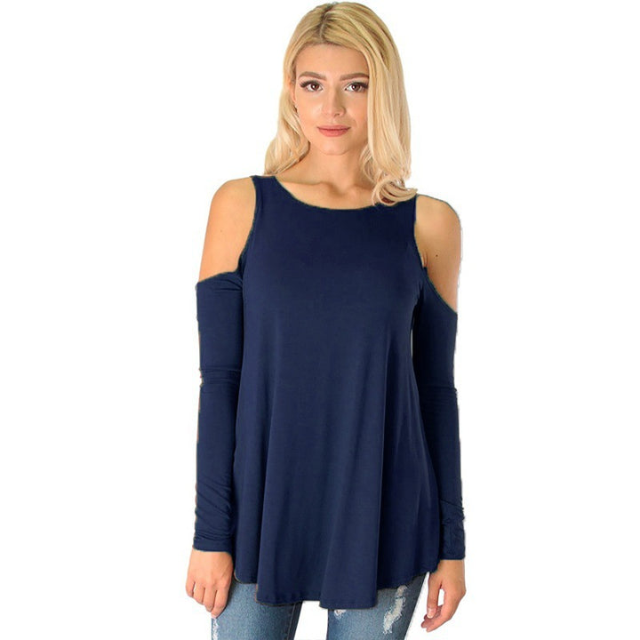 Damen Langarmhemd mit Cut-Out-Schultern und fließender A-Linien-Silhouette Drune